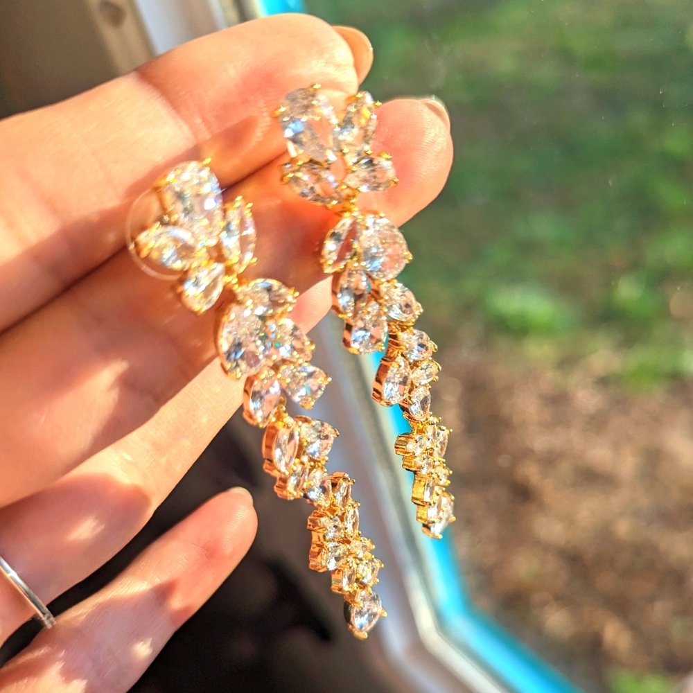 Sweetv Cascade Marquis Crystal Earrings